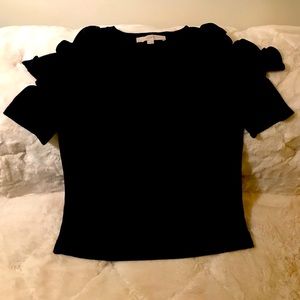 Loft Women’s Black Tee with Flutter Sleeves